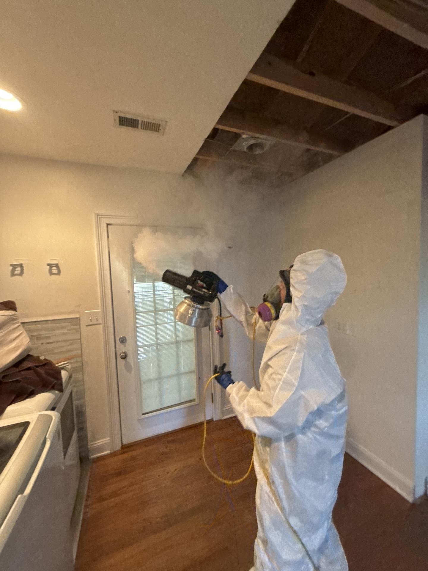 IRS technician fogging an area for mold remediation in Las Vegas